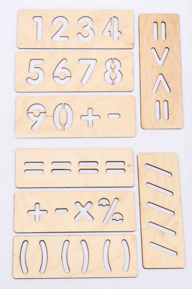 Number and Math Drawing Developer Template, Educational Template Children's Game Wooden