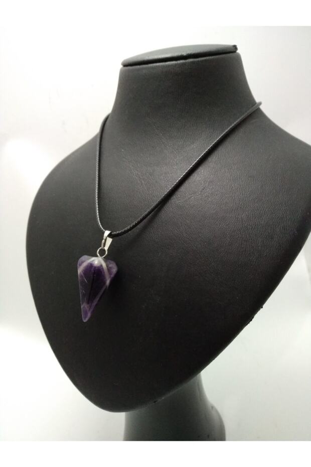 Amethyst Stone Necklace Pandule Shaped Natural Stone Amethyst Necklace