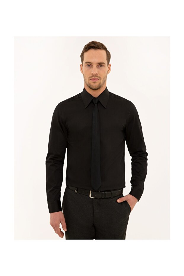Men's Black Slim Fit Shirt G021SZ004.0001038388