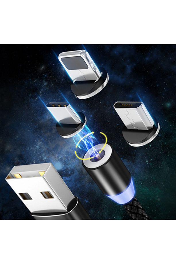 Ally 2m Magnetic-mıknatıslı Usb Şarj Kablosu 3 Başlık?iphone+type-c+micro) - 1