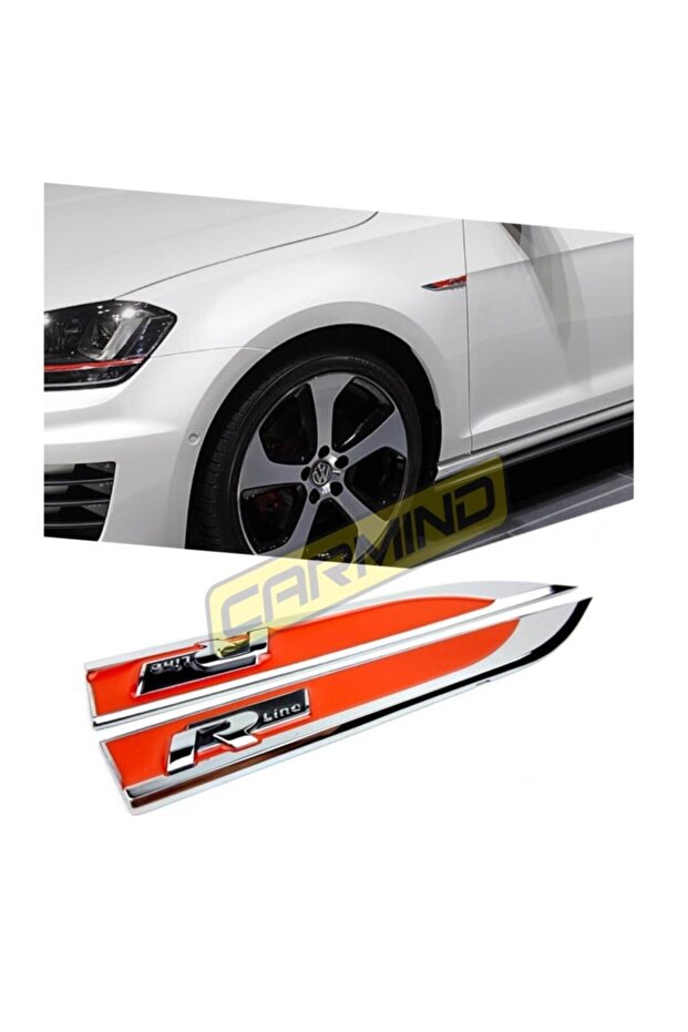 شعار الطين الجانبي المعدني Vw R Line باللون الأحمر
