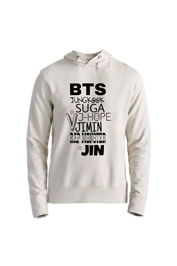 Unisex Ecru Bts Printed Sweatshirt