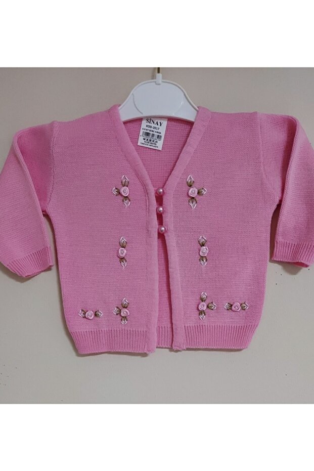 Baby Girl Pink Embroidered Cardigan