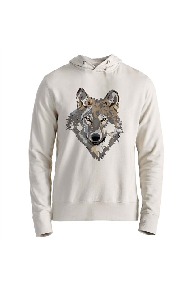 Men's Ecru Wolf Printed Sweatshirt