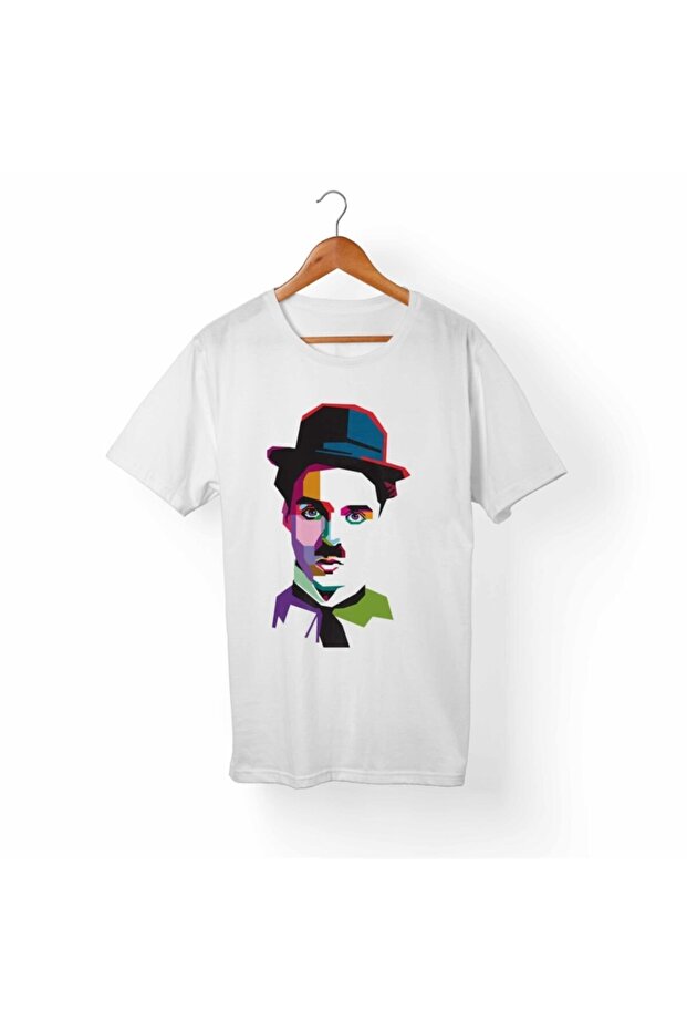 Unisex White Charlie Chaplin T-Shirt