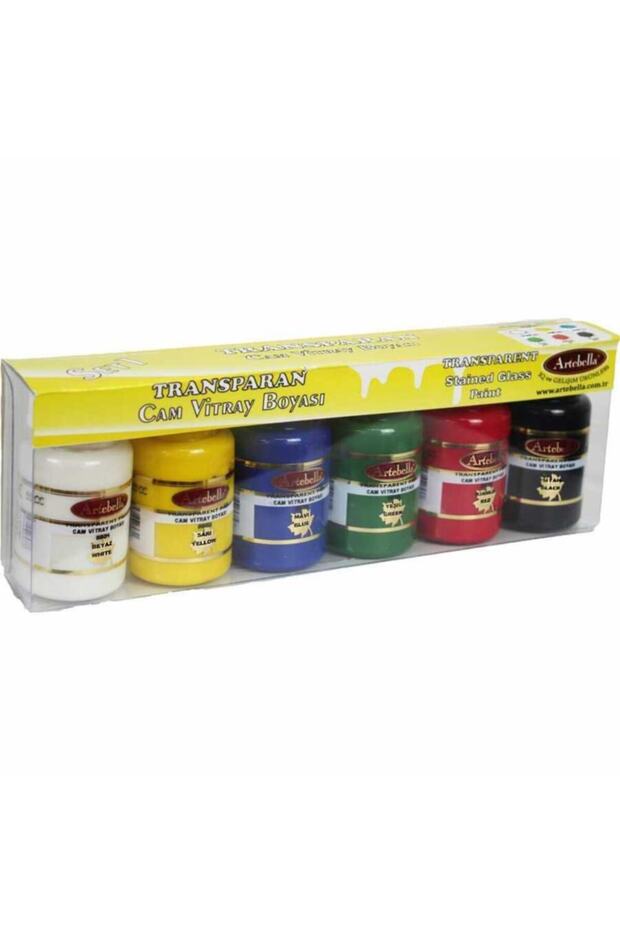 Artebella Transparan Cam Vitray Boya Seti 6 Renk X 50ml