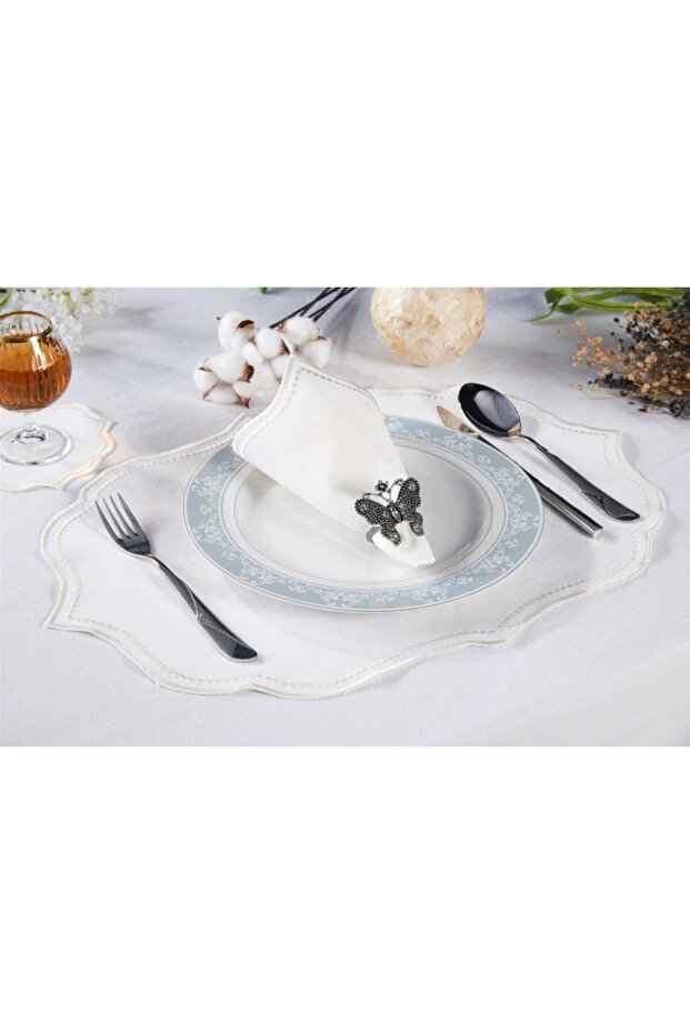 2-Piece American Service Embroidered Lisa Linen Effect (Cream)