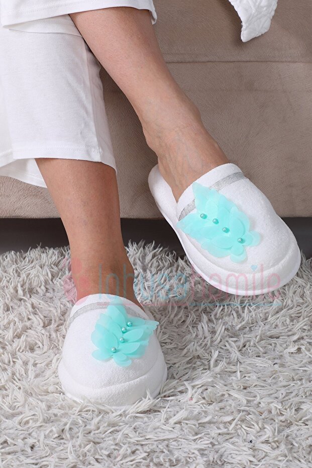 Women's Mint Green Butterfly Maternity Slippers
