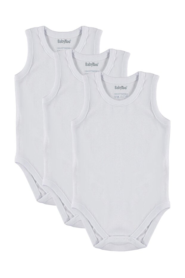 7076 Baby Too Flat 0-3-6-9months Badi with Snap Fasteners 3 Pack - White