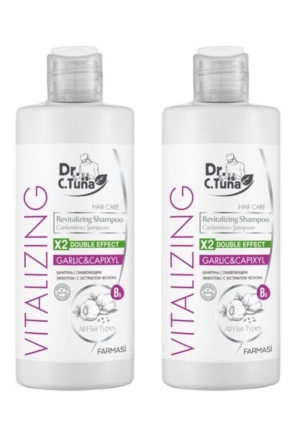 2 Adet Xdr. C. Tuna Vitalizing Tüm Saçlar Için Canlandırıcı Sarımsaklı Şampuan 225 Ml - 1