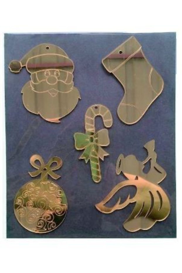 Christmas Hanging Gold Plexi Ornament Set of 15 8 Cm