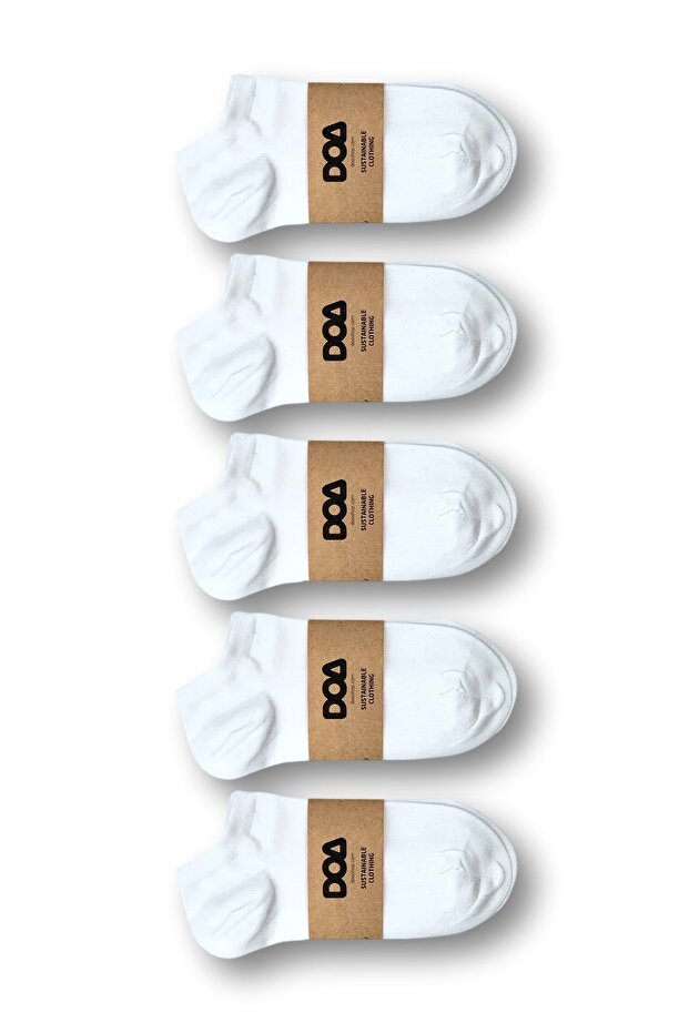 Doa Organic Cotton Cotton Rich Booties Socks - Pack of 5 / White
