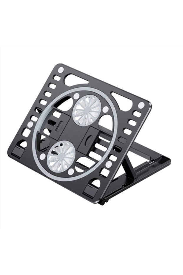 Ally Adjustable Base Double Fan Tablet And Laptop Cooler Stand Black
