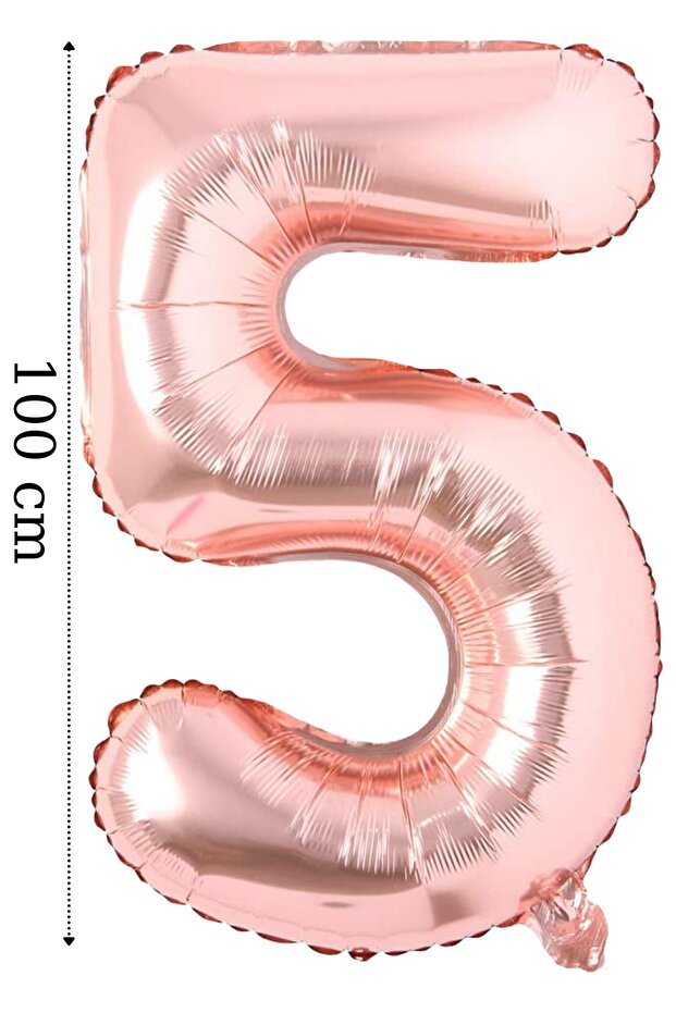 Foil Balloon Number 5 Helium Balloon 100 Cm Rose Color