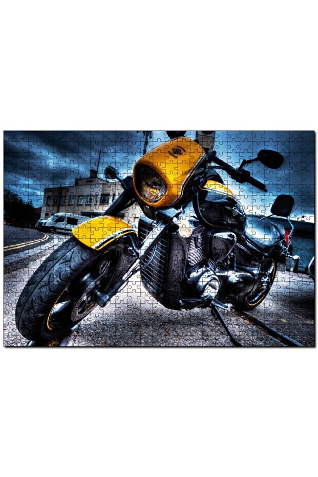 Yellow Black Cruiser Motorcycle 500 Piece Puzzle Jigsaw Puzzle Mdf (wood)