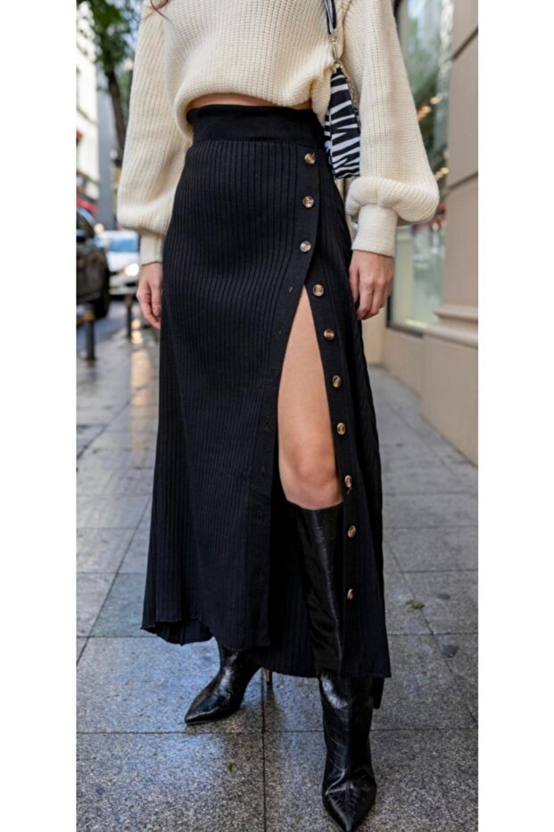 Siyah Triko Uzun Etek - 3