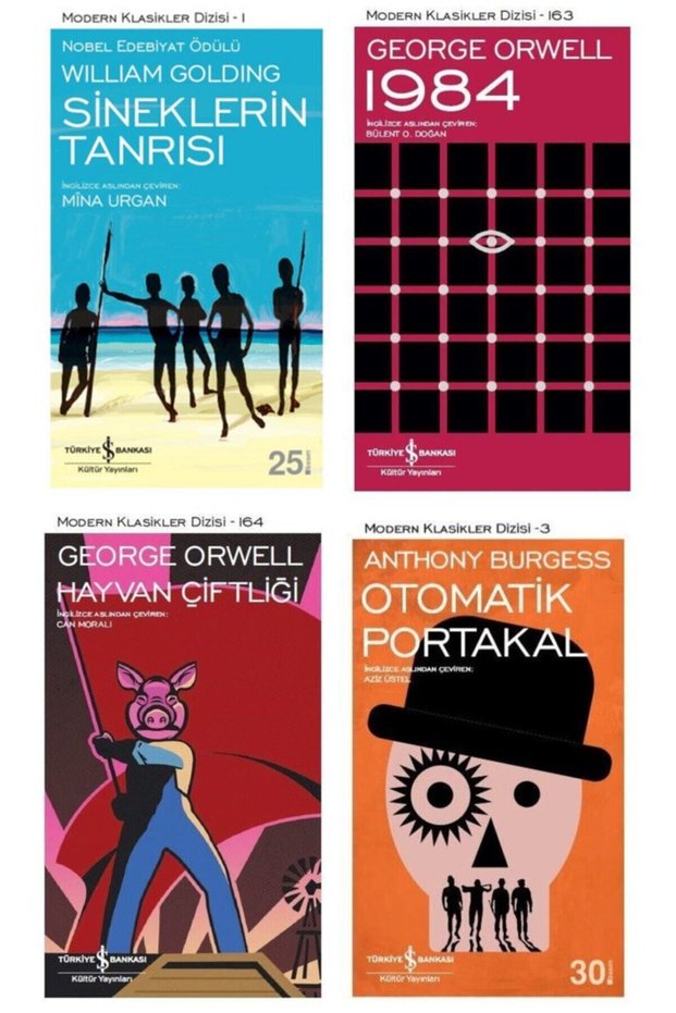 Iş Bankası 4 Book Set Automatic Orange-Animal Farm-1984-The Lord of the Flies