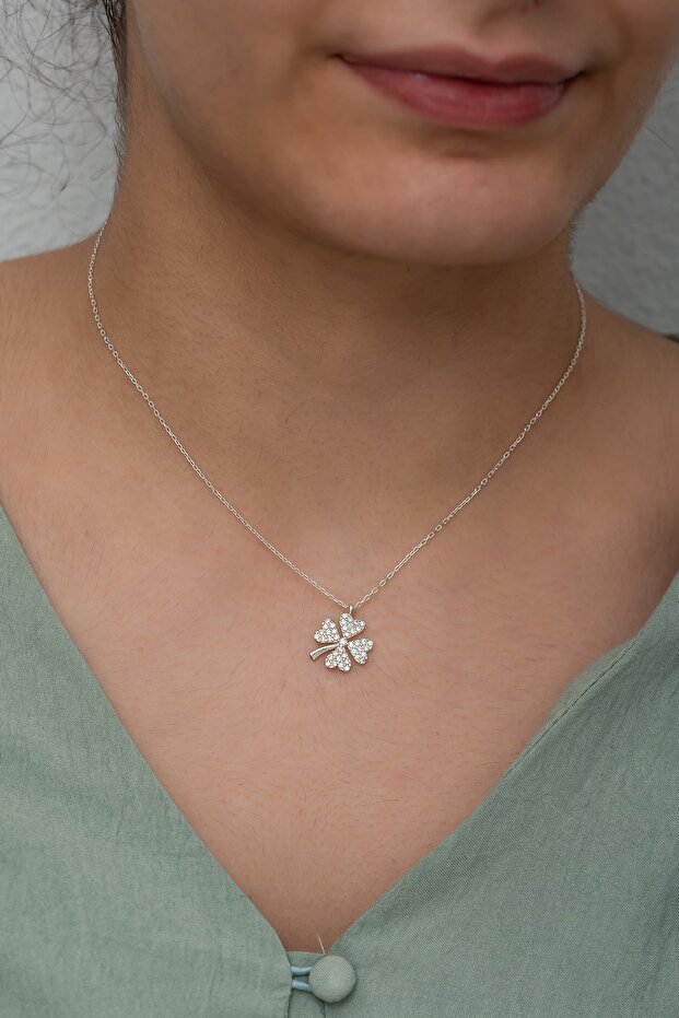 Yonca Model Gümüş Kolyesi - 5