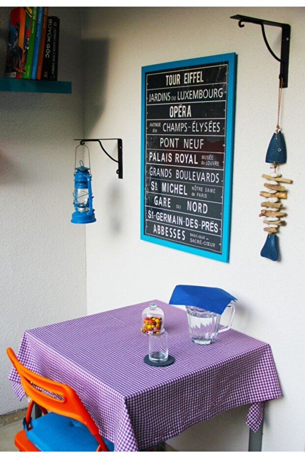 مفرش طاولة أرجواني من القماش القطني - 4