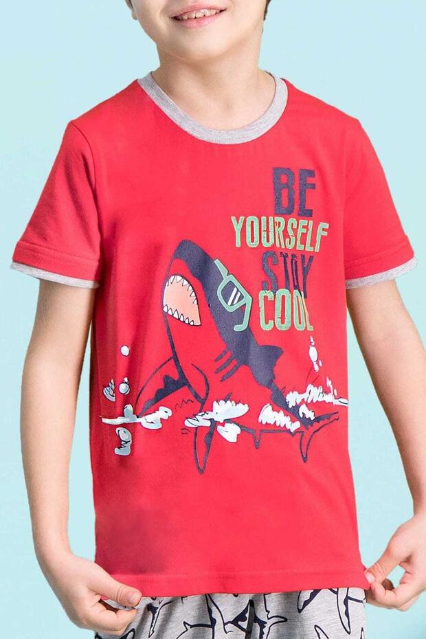 بدلة كابري للأولاد باللون الأحمر القرش - 2