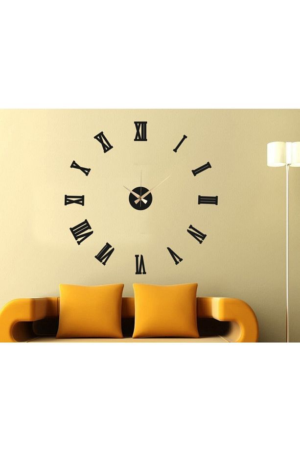 3d Siyah Roma Rakamlı Duvar Saati (siyah Mdf) Rakam Yüksekliği 10 Cm - 2