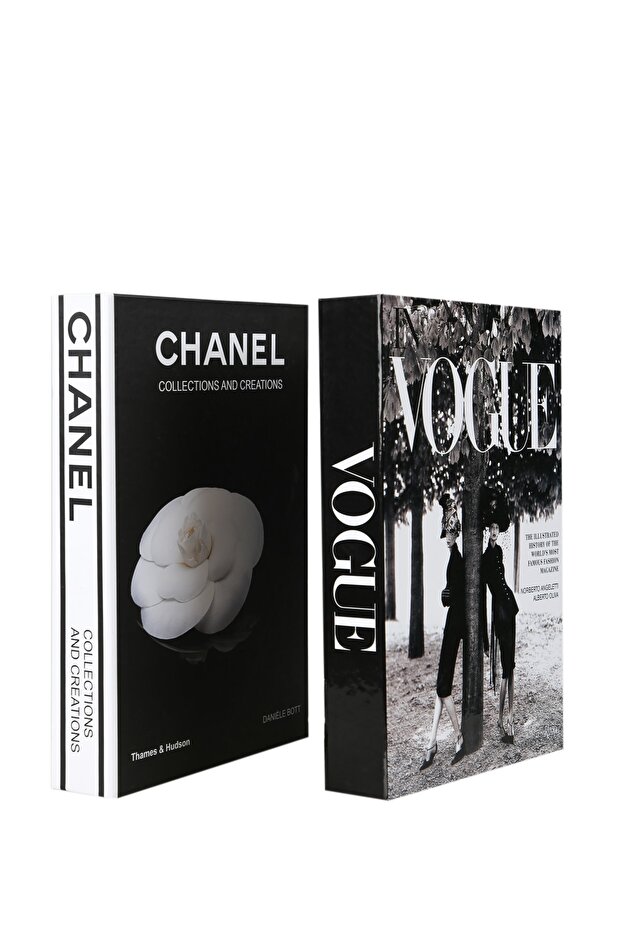 Black White 2-Piece Vogue Women Rose Decorative Book Box