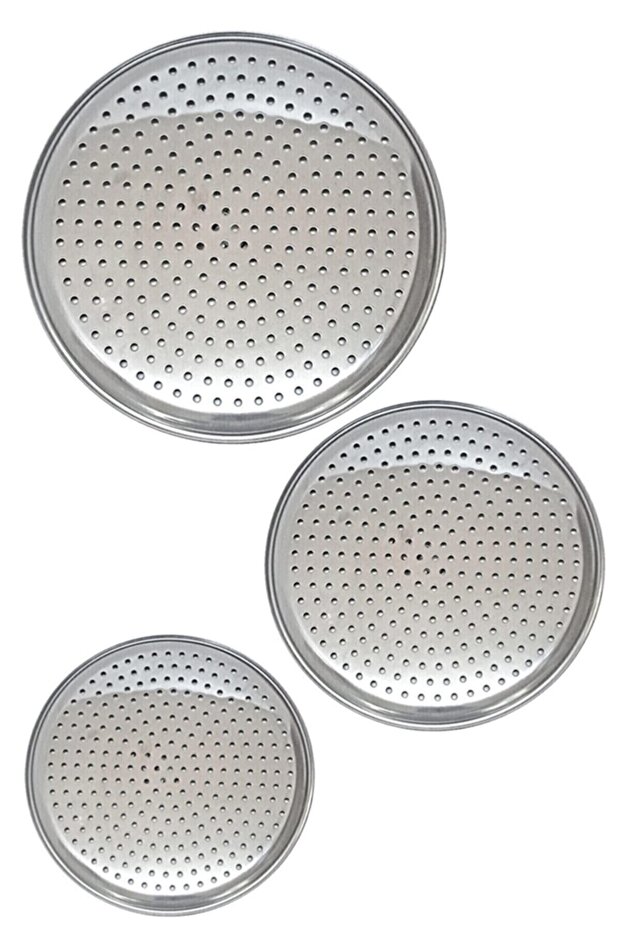 Practical Luxury Stainless Steel Pizza Baking Mat Set of 3 Trays 20-22-24 cm