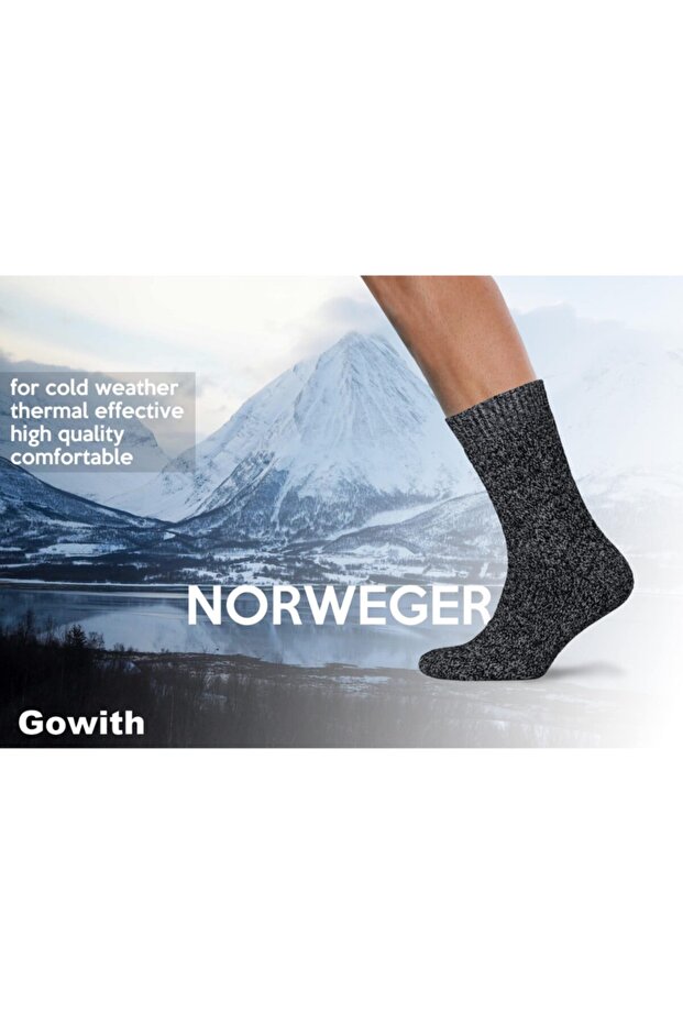 3'lü Norveç Tipi Yünlü Kalın Renkli Havlulu Güçlendirilmiş Kışlık Termal Erkek Çorap 6038 - 5