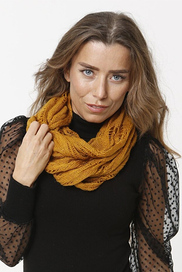 Women's Mustard Knitwear Neck Collar - Wrapped
