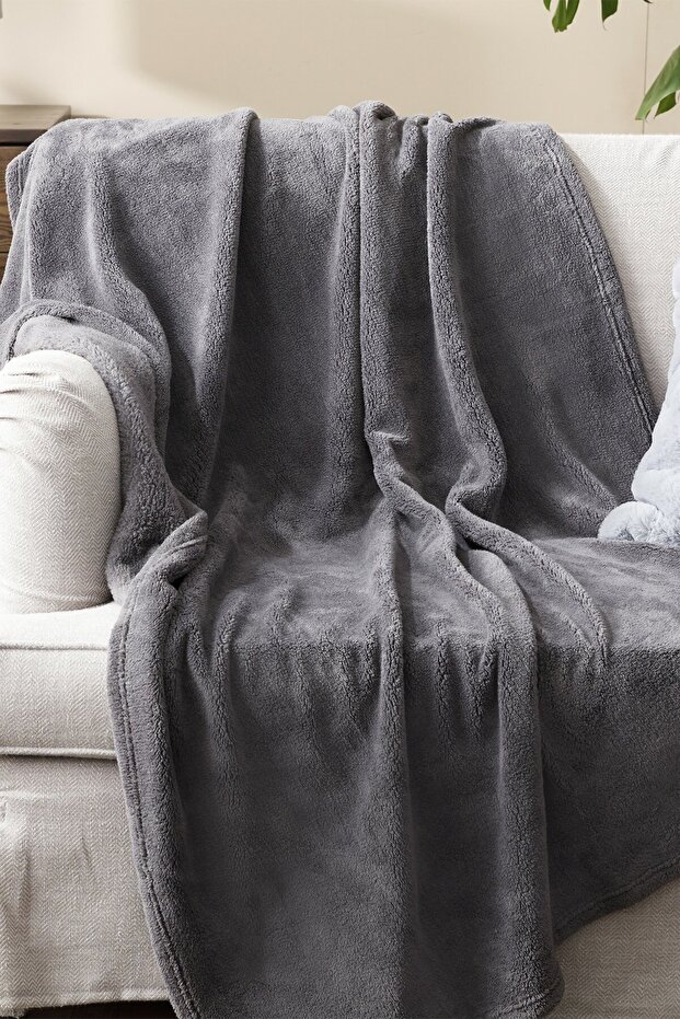 Wellsoft Blanket, Anthracite Television Blanket, Plush, Fleece Blanket, Double 220*230
