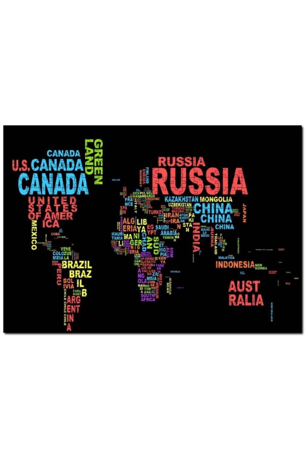 World Map 120 Piece Puzzle Made of Colorful Country Names Puzzle Mdf (Wooden)
