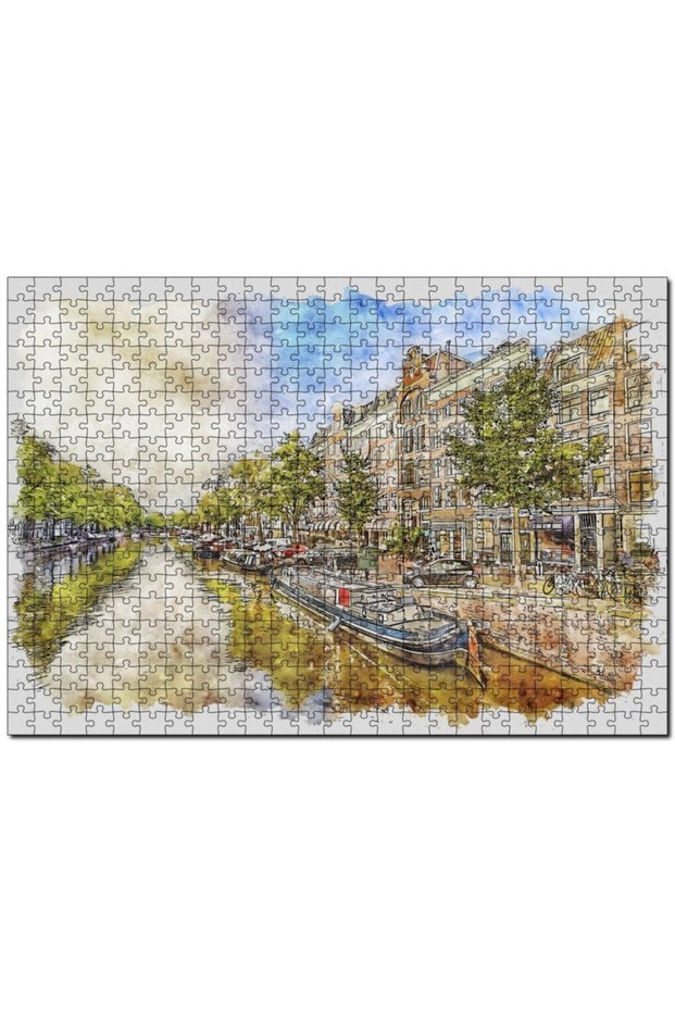 Cakasepetim Amsterdam Watercolor Painting 255 Piece Puzzle Jigsaw Puzzle Mdf (Wood)