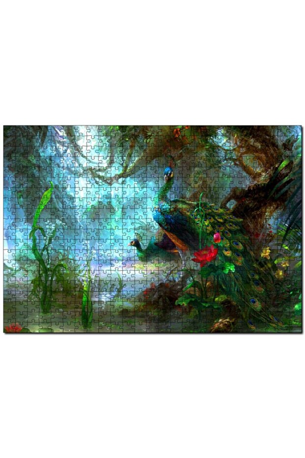 Cakasepetim Peacocks and Fantastic Forest 500 Piece Puzzle Jigsaw Mdf (Wood)