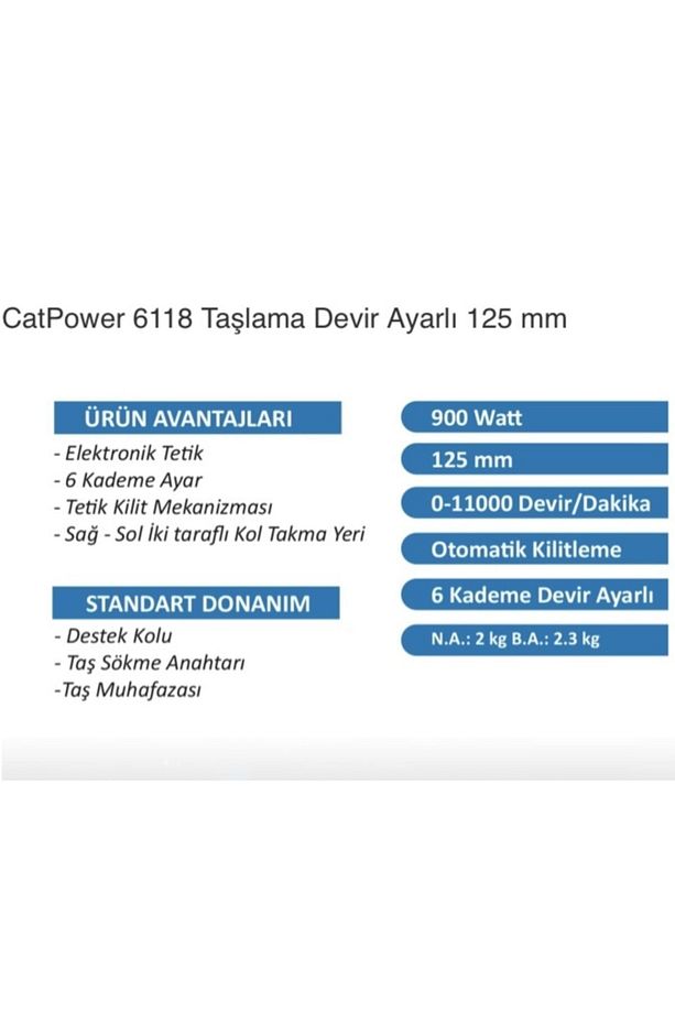 Catpower-6118- Avuç Taşlama Devir Ayarlı 125 Mm - 2
