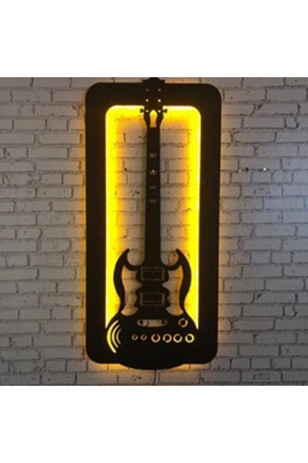 Gitar Ledli Ahşap Tablo - 1