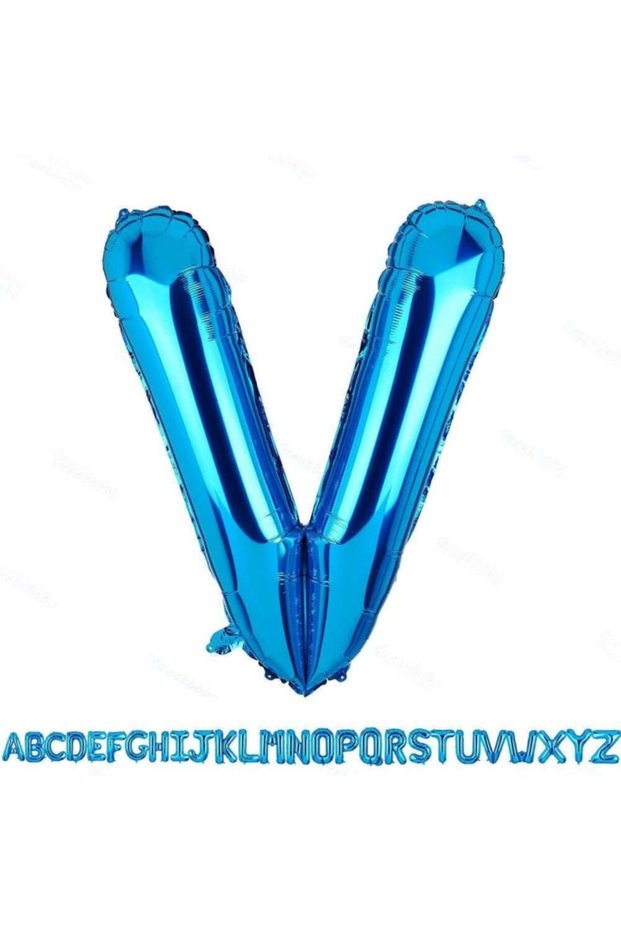Deal Month 1 Meter Blue Letter V Foil Letter Balloon Blue V Letter Giant Balloon V