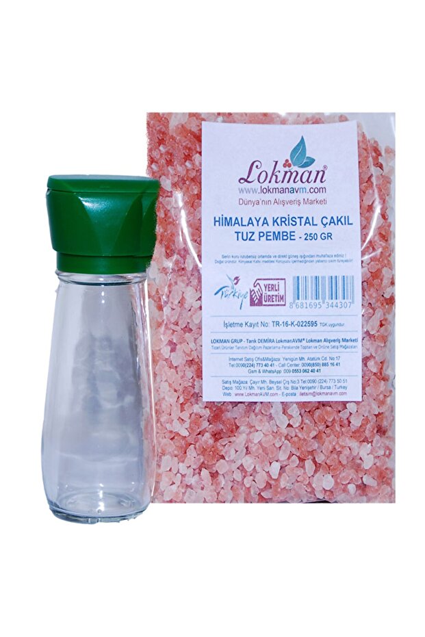 Salt Pepper Mill Green + Himalayan Pebble Salt Pink 250 gr