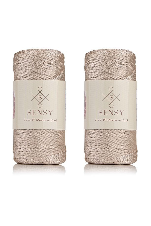 Premium 400 gr Polyester Makrome Ipi 2 Mm 2li Set Sütlü Kahve Makrame Ip Supla Çanta Ipi No:4 - 1