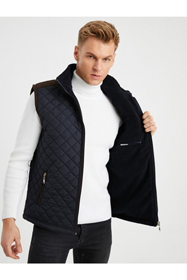 Lacivert Polar Astarlı Kapitone Yelek 4480 - 1