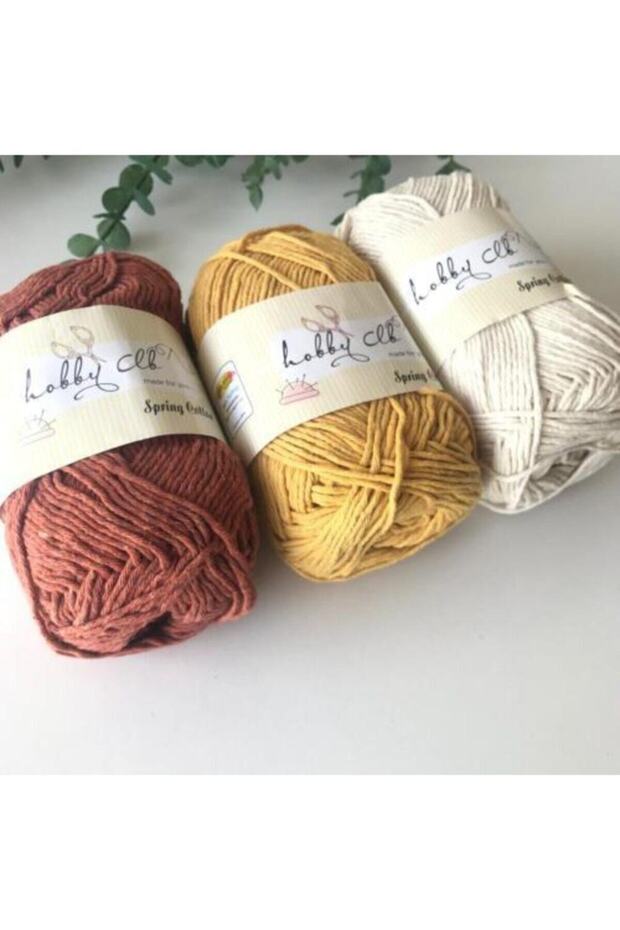 3lü %100 Pamuk Punch (panç) Ve Amigurumi Ipi Seti (kiremit - Hardal - Krem) - 2