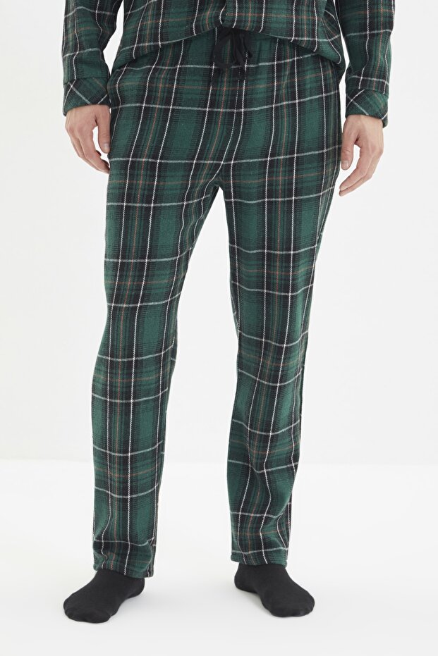 Yeşil Regular Fit Ekose Dokuma Pijama Takımı TMNAW22PT1080 - 10