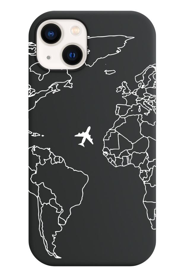 iPhone 13 Launch Linear World Map Patterned Phone Case