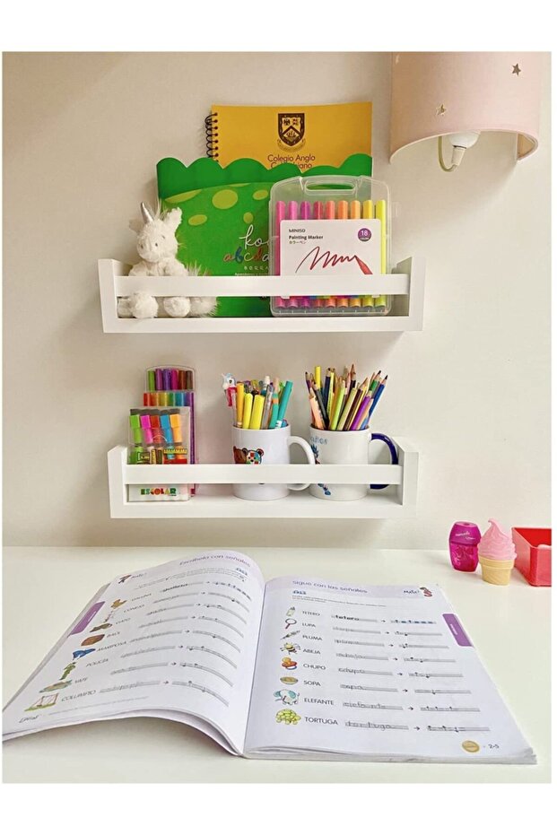 Children's Room Bathroom Living Room Kitchen Shelf Bookcase Wall Shelf Set of 2