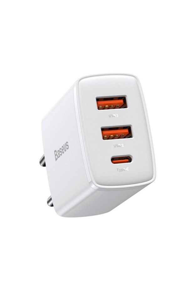 Compact 30w 2 Usb + Type-c Çıkışlı Hızlı Şarj Başlığı Beyaz - 1