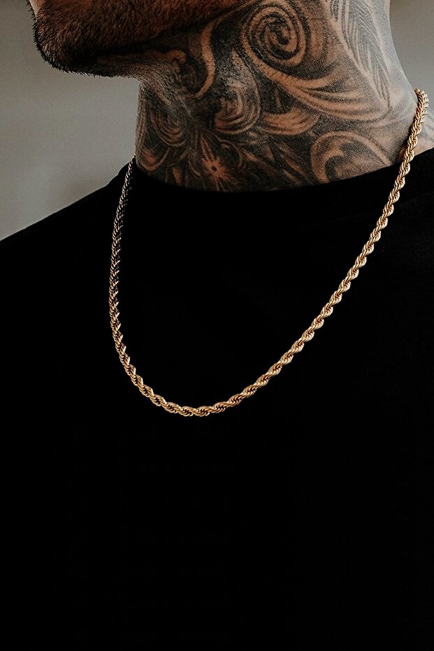 Men's Yellow Chain Twist Model - Imported Anti-Tarnish Steel Men's Chain