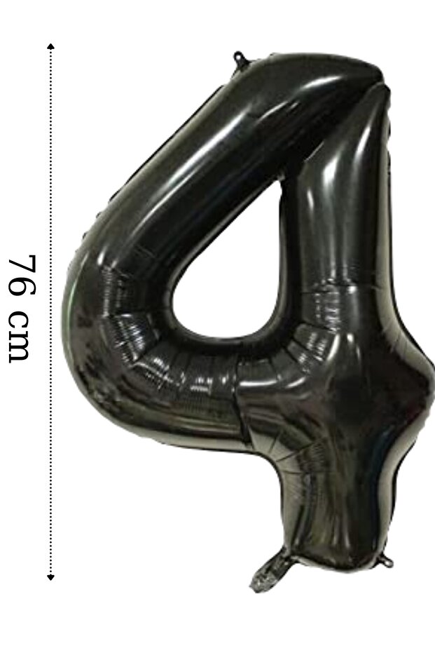 Foil Balloon Number 4 Helium Balloon 76 Cm Black Color