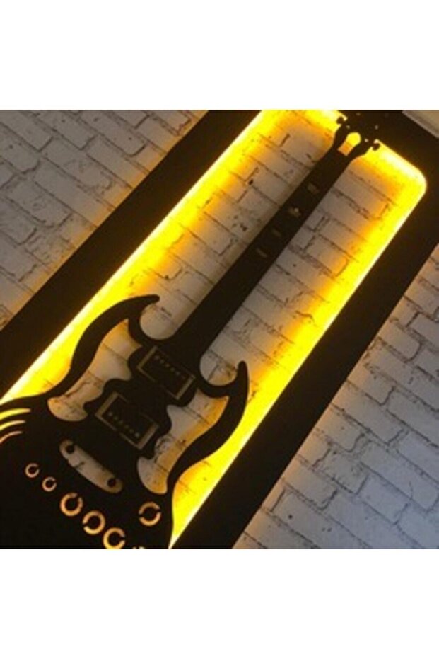 Gitar Ledli Ahşap Tablo - 3