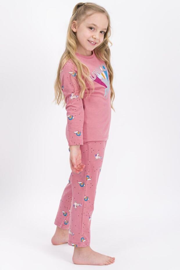 Pembe Unicorn Kız Çocuk Pijama Takımı 1947 - 2
