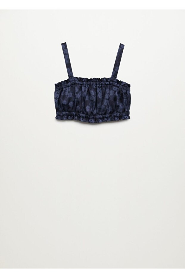 Kadın Mavi Baskılı Kısa Üst - 3