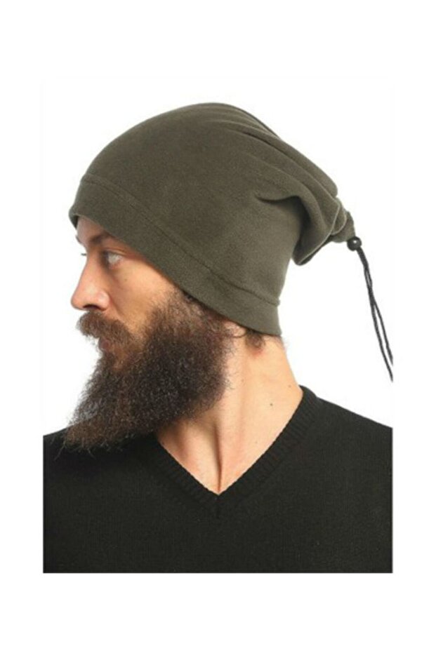 Winter Fleece Neck Collar Beanie Unisex - Khaki